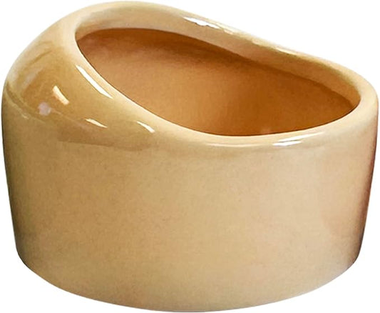 Exotic Nutrition No-Tip Ceramic Feed Station - Durable Ceramic & No Escape Feed Dish - Hamsters, Hedgehogs, Chinchillas, Rats, Ferrets, Guinea Pigs, Rabbits, Squirrels, and Reptiles (Yellow)