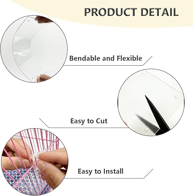 18PCS Pet Cage Guard, Rabbit Urine Guard, 13.8" x 4.7" Pet Cage Edge Liner with 180PCS Ties for Rabbit, Guinea Pig, Hamster, Chinchilla, Hedgehog, Ferret, Bunny