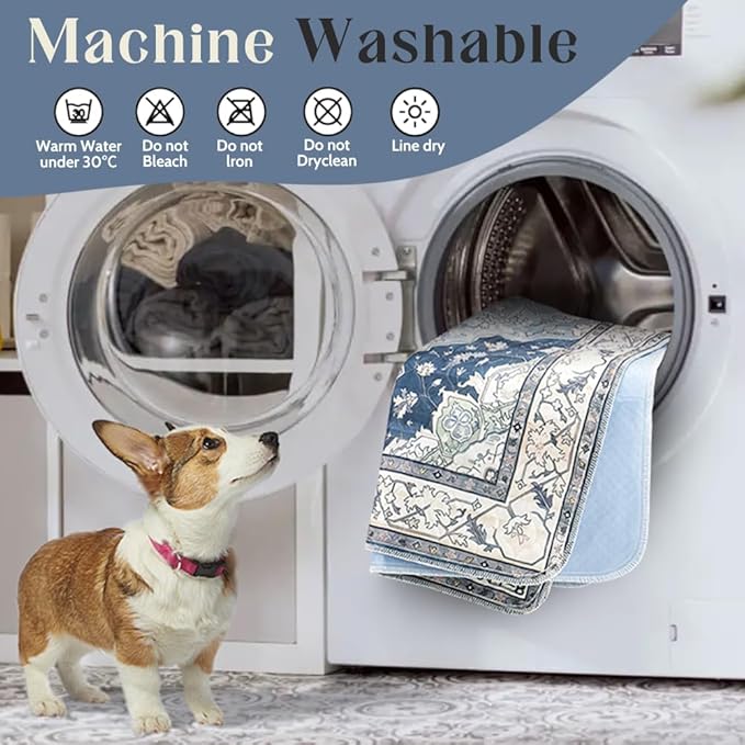 Washable Pee Pads for Dogs 2 Pack Reusable Puppy Training Pads 48"x48" Super Absorbent Waterproof Dog Training Pads, Non-Slip Potty Pads Whelping Pads Litter Mat Pet Supplies - Navy/Mix