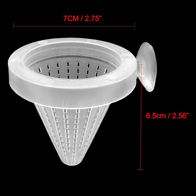 6PCS Aquarium Live Red Worm Feeding Cone Cup Plastic Frozen Brine Shrimp Fish Feeder for Aquarium Tank with Suckers, White,Red