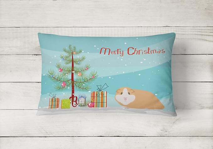 Caroline's Treasures CK4439PW1216 American Guinea Pig Merry Christmas Canvas Fabric Decorative Pillow Machine Washable, Indoor Outdoor Decorative Pillow for Couch, Bed or Patio, 12HX16W
