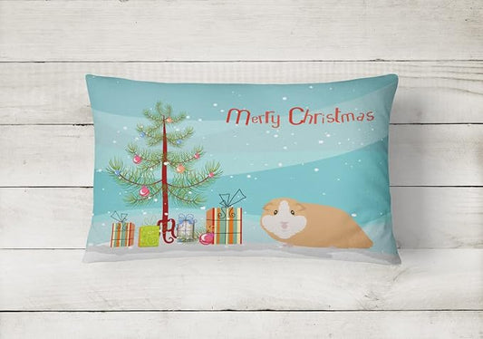 Caroline's Treasures CK4439PW1216 American Guinea Pig Merry Christmas Canvas Fabric Decorative Pillow Machine Washable, Indoor Outdoor Decorative Pillow for Couch, Bed or Patio, 12HX16W