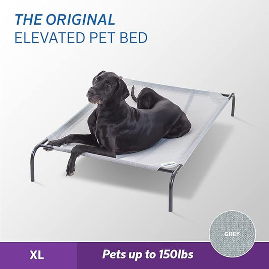 Coolaroo Original Elevated Dog Bed - Breathable Off-The-Ground Pet Bed with Cooling Fabric, Joint Relief & Moisture-Resistant Fabric, 100% Recyclable, Easy Clean, Gray, Extra Large