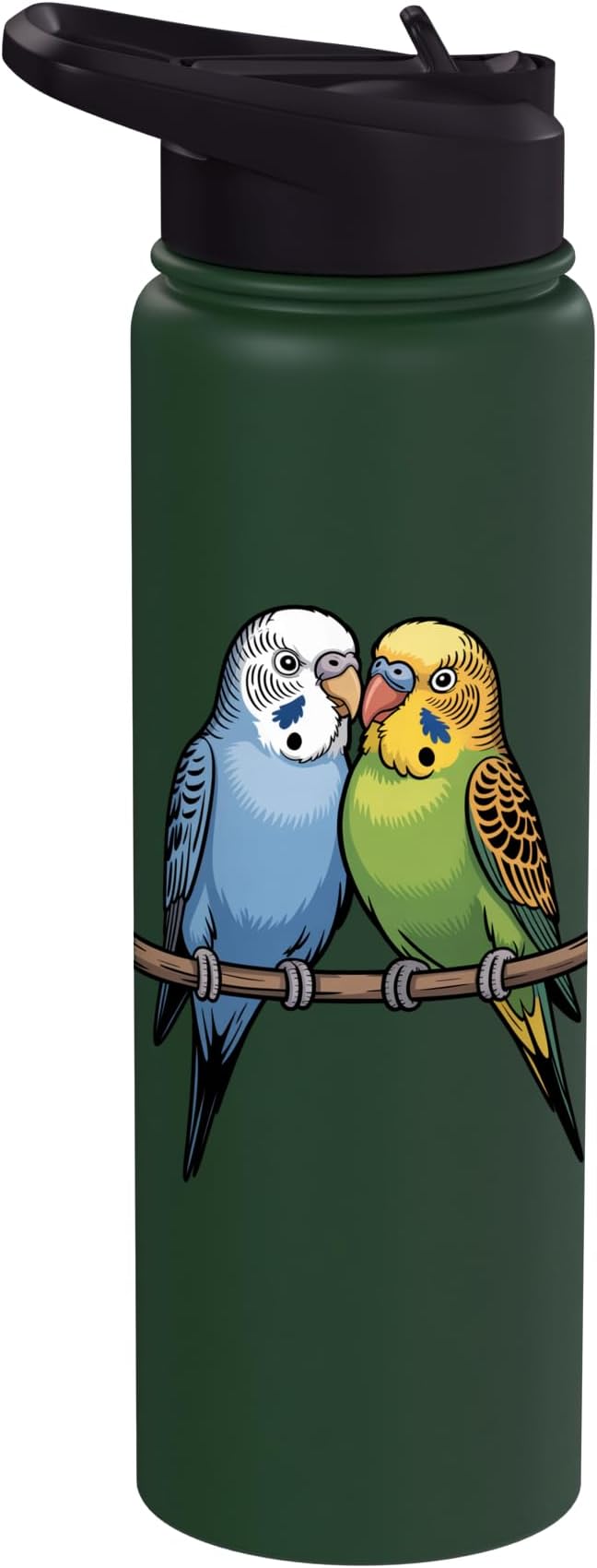 Parakeet Couple Cute Budgie Bird Lovers Art Stainless Steel Insulated Water Bottle