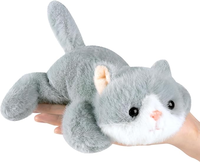 Ditucu Cute Palm-Sized Cat Stuffed Animal Soft Capibara Plush Doll Small Kitten Plushies Toys Gifts for Kids Grey 7.8 inch