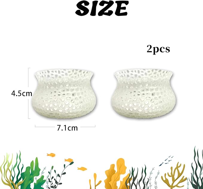 HOZOE Aquarium Submerged Plant Pot, Underwater Plant Anchor, Fish Tank Aquatic Plante, Aquarium Landscaping Decoration, Decorative Accessories - 2-Piece Set (Translucent)