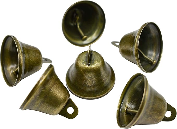 Maydahui 35 PCS Vintage Bronze Jingle Bells (1.7 X 1.5 Inches) for Dog Doorbell Potty Training Housebreaking Making Wind Chimes Christmas Bell