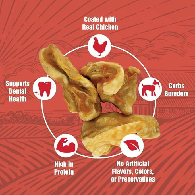 Rewardables Chicken Coated Cow Ear Nuggies for Dogs — Natural Long Lasting Dog Treats, No Artificial Flavors, 1 lb Bag — Ideal for Moderate to Aggressive Chewers