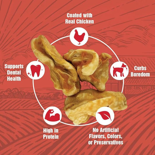 Rewardables Chicken Coated Cow Ear Nuggies for Dogs — Natural Long Lasting Dog Treats, No Artificial Flavors, 1 lb Bag — Ideal for Moderate to Aggressive Chewers