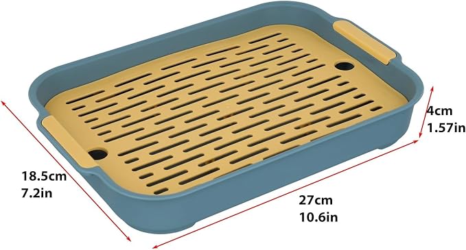 Ped Litter Box Trainer with Detachable Grid Tray for Rabbits Guinea Pigs Hamsters Chinchillas Ferrets Birds Sturdy Plastic Toilet Training Pan Easy Clean Smooth Corner(A)