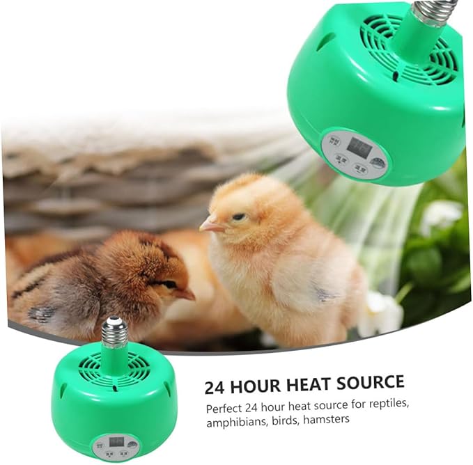 1pc Heating Lamp for Chickens Temperature Heater Fan with Heat Emitter Durable Breeding Light for Reptiles and Birds Flame-Retardant Design Led Warm Lighting