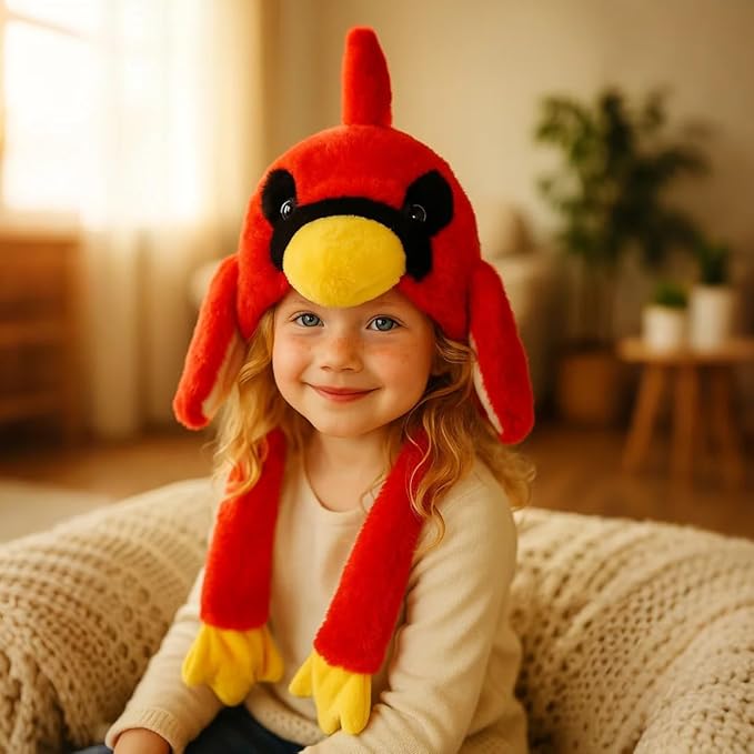 Bubblepompom Animal Hat with Ears Moving Jumping Pop Up Beating Hat Plush Holiday Cosplay Dress Up Funny Gift for Kids