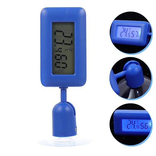 Yardwe Digital Reptile Thermometer and Hygrometer with 360° Rotating Night Light, Mini Suction Cup Temperature Measuring Device for Leopard Gecko and Bearded Dragon Terrariums