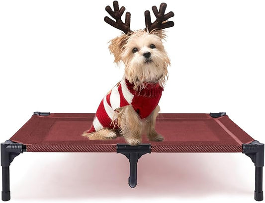 suddus Elevated Dog Bed Waterproof Outdoor, Portable Raised Dog Beds, Dog cots Off the Floor, Dog Beds Easy Clean Indoor or Outdoor Use, Medium, Red