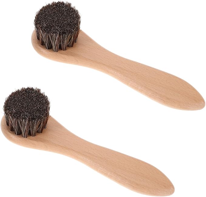 VANZACK 2-Pack Soft Bristle Pet Bath Brushes with Ergonomic Wooden Handles for Hamsters Guinea Pigs Rabbits Small Animal Grooming and Bathing Care