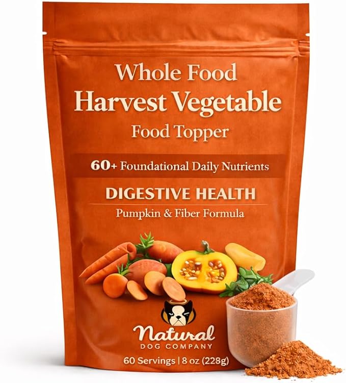 Natural Dog Company Pumpkin Digestive Support Granules Dog Food Topper - Fiber-Rich, Nutrient-Dense Superfood Blend for Gut Health, Holistic Care, Prebiotics
