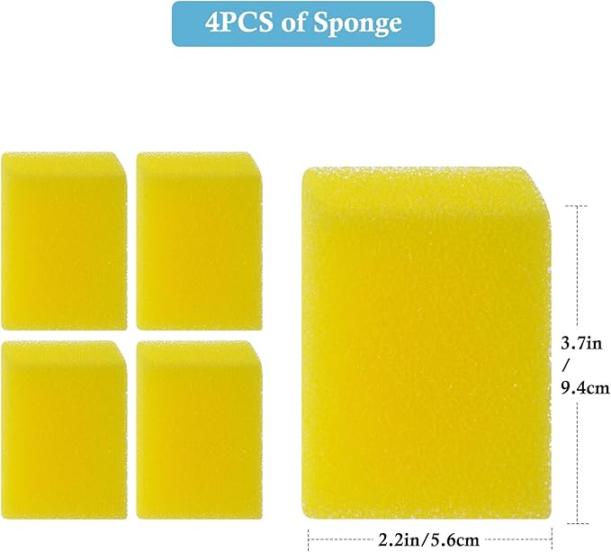 FEDOUR 4PCS Replacement Aquarium Biochemical Sponge for 15W Aquarium Filter, Aquarium Filter Sponges for Replacement
