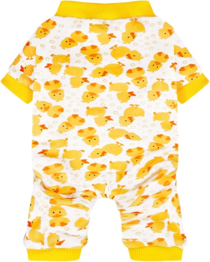 Paiaite Dog Pajamas Onesie: Comfortable Four-Legged Apparel for Small, Medium, & Large Dogs, Polyester Material for Comfort, Wrinkle Resistance, Moisture Wicking, Stretchiness Cartoon Duck 4XL