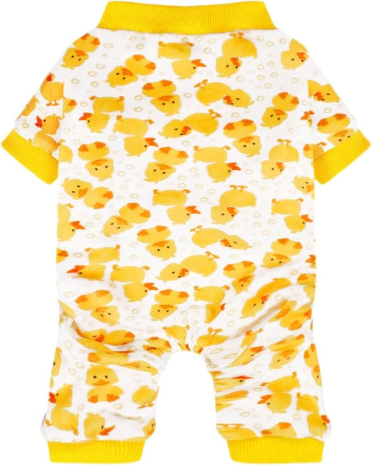 Paiaite Dog Pajamas Onesie: Comfortable Four-Legged Apparel for Small, Medium, & Large Dogs, Polyester Material for Comfort, Wrinkle Resistance, Moisture Wicking, Stretchiness Cartoon Duck XL