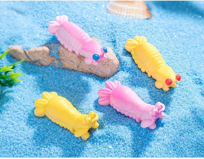 4 Pcs Creative Mantis & Shrimp Resin Figurines – Dazzling Yellow & Pink Eco Bottle Ornaments for DIY Gardens, Flower Pots, Birthday Cakes, Home & Car Decor, Pond Bridge Accessories