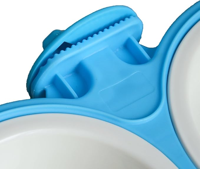 Pet Durable Bowl Cage Bowl, Pet Food Water Removable Bowls with Bolt Holder Hanging Cage Coop Cup Non-Skid Feeder Set Double Diners Portable for Feeding Dogs Cats Birds (Blue)