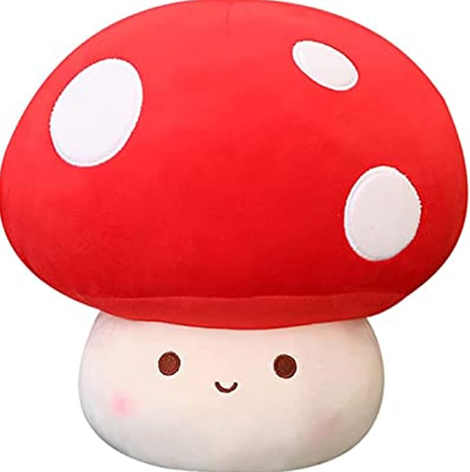 WeBingo Mushroom Plush Pillow, 12 Inch Cute Large Mushroom Decor Stuffed Animal Plushies Stuffy for Girl Boy Kid Adult, Giant Big Jumbo Soft Toy Gift for Birthday Christmas Valentine's Day