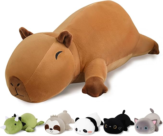Finebee Weighted Capybara Stuffed Animals, Cute Weighted Capybara Plush, Soft Stuffed Weighted Plushie Pillow Gifts for Kids & Adults (23.6" 3.1Lbs)