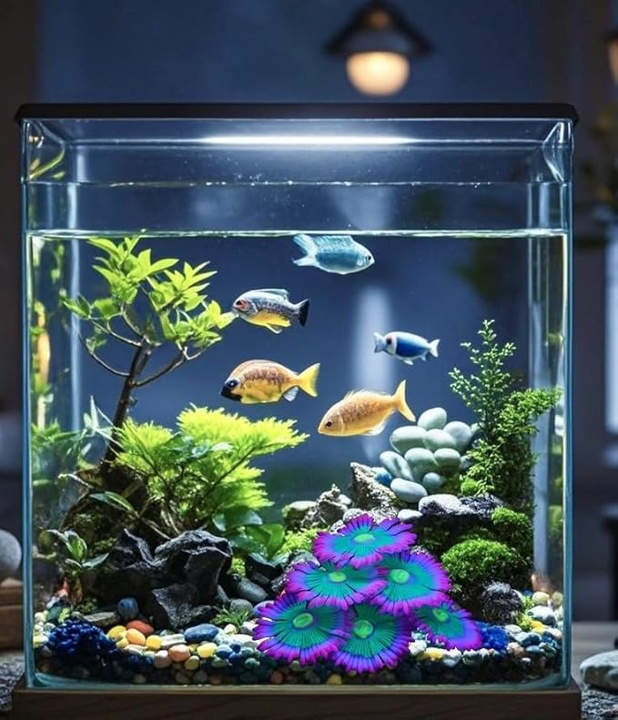ZtohPyo Glowing Effect Soft Anemone Aquarium Fish Tank Decorations Silicone Glow in The Dark Artificial Ornament Plants for Aquarium Landscape Small/Large Fish Bowl Decor Accessories