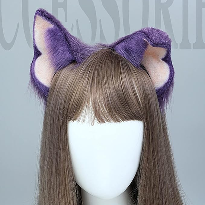 Faylay Women Dog Ear Headband Furry Animal Ear Hair Accessories