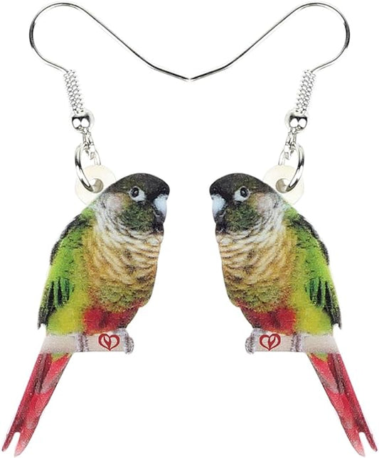 NEWEI Acrylic Cockatiel Gifts Cute Parrot Earrings Dangle for Women Bird Lovers Jewelry Ornament Charms