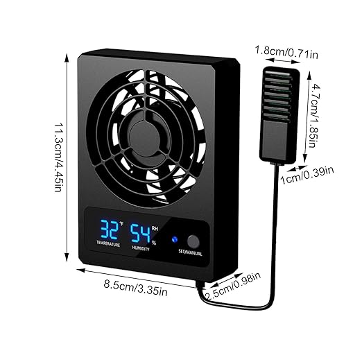Ventilation Fan - Intelligent Reptile Tank Cooler, LED Display Climate Monitor with Strong Airflow Circulation System, Low Noise Design, Ideal for Amphibians Snakes Lizards Habitat Care