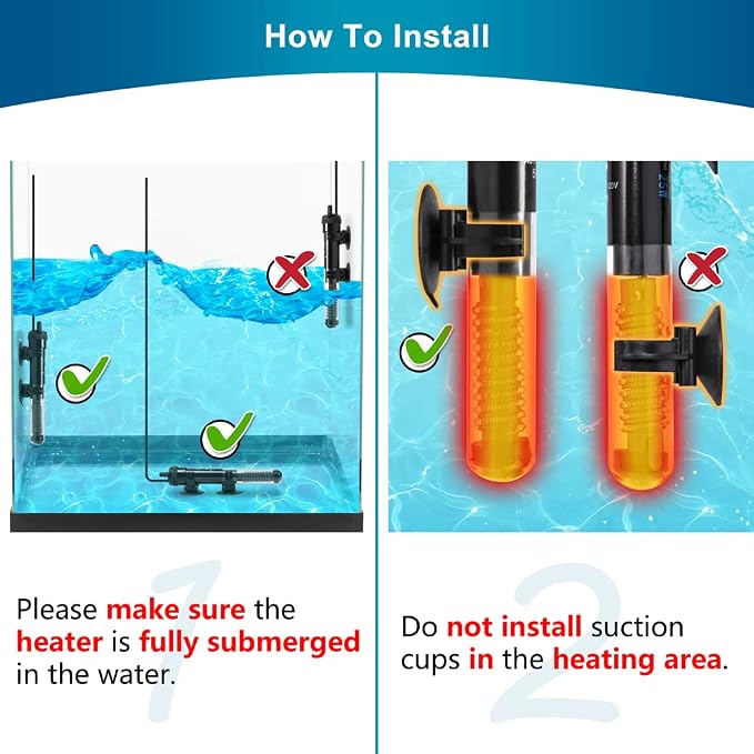 DaToo Aquarium Heater Adjustable 200W Submersible Fish Tank Heater with Electronic Chip Thermostat Suitable for Marine Saltwater and Freshwater