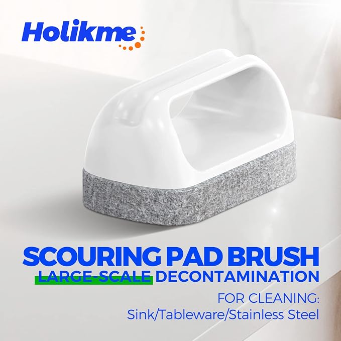 Holikme 7 Pack Deep Cleaning Brush Set, Scrub Pads with Scraper Tip for Pool Walls, Bathroom, Grout, Floor, Bike, Tub, Shower, Kitchen Surface (Green)