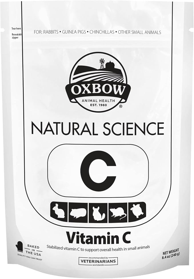 Oxbow Natural Science Vitamin C Supplement, Vitamin C for Guinea Pig, Made with Oxbow Timothy Hay, Pet Supplements for Guinea Pigs, Timothy Hay Formula, Veterinarian Approved, Made in USA, 8.4 oz