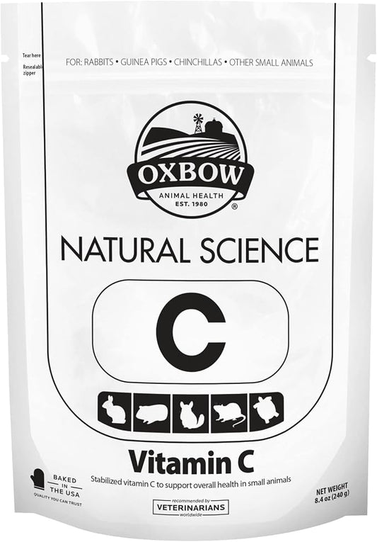 Oxbow Natural Science Vitamin C Supplement, Vitamin C for Guinea Pig, Made with Oxbow Timothy Hay, Pet Supplements for Guinea Pigs, Timothy Hay Formula, Veterinarian Approved, Made in USA, 8.4 oz