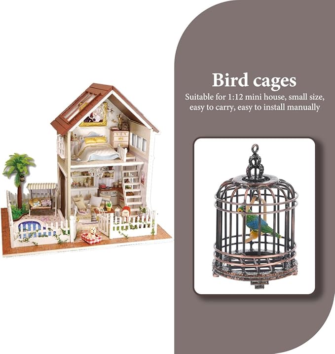 BESTonZON Mini Birdcage Ornament 1 12 Scale Small Dollhouse Bird Cage Tiny House Decoration for Miniature Gardens and Toy Accessories