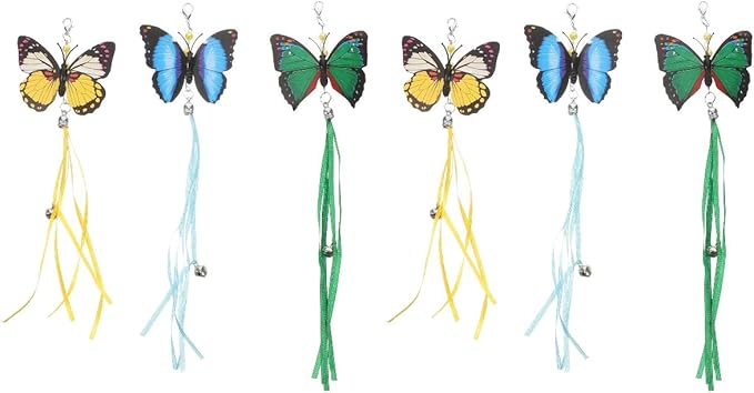 LUOZZY 6 Pcs Butterflies Cat Teaser Attachments and Replacements - Interactive Cat Wand Toys