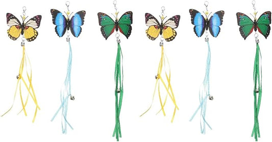 LUOZZY 6 Pcs Butterflies Cat Teaser Attachments and Replacements - Interactive Cat Wand Toys