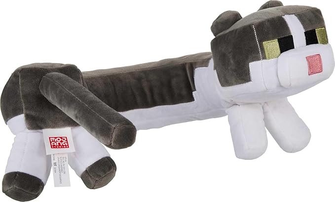 Mattel Minecraft Purring Sounds Neck Pillow, Cat Plush Toy with Sound for Travel, Comfort & Play (Amazon Exclusive)