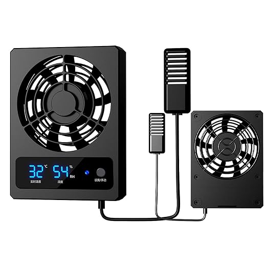 Cooling Fan - Digital Terrarium Airflow Controller, Quiet Habitat Ventilation Device with High Efficiency Wind Output, Smart Temperature Regulation Feature, Ideal for Geckos Turtles Frogs Enclosure Ma