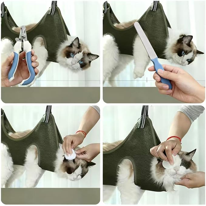 Cat Grooming Hammock, Anti Scratch pet Grooming Hammock for Small Dog can be Hung and Fixed, Dogs&Cats Nail Trimming Restraint, Nail Files, Suitable for Daily pet Care