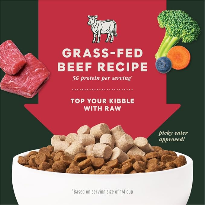 Instinct RawBoost Mixers, Freeze Dried Dog Food Topper, Grain-Free Recipe - All Natural Beef, 6 oz. Bag