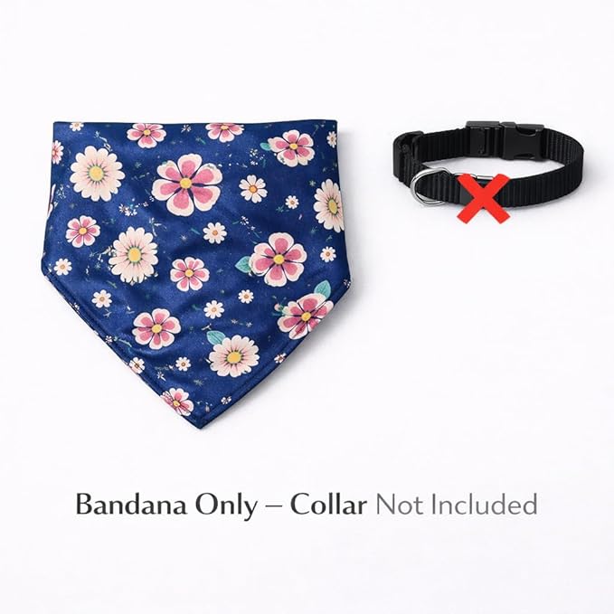 Luxury Satin Dog Bandana – Slip-On Collar Style, Premium Pet Scarf for Medium, Large & XL Dogs – Special Occasion Accessory (Collar Not Included) (Medium - Extra Large, Flora)