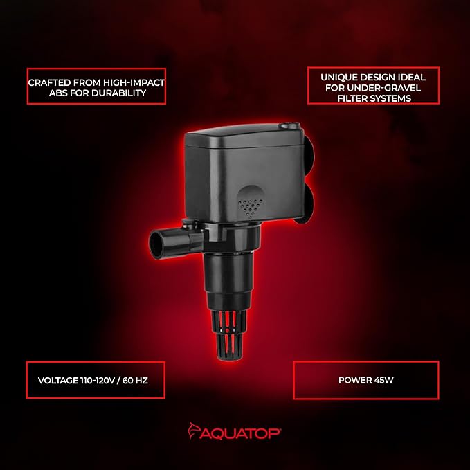 Aquatop MaxFlow Submersible Aquarium Power Head – Ensures Optimal Water Movement for Reef Aquariums, with Air Intake and Adjustable Regulator