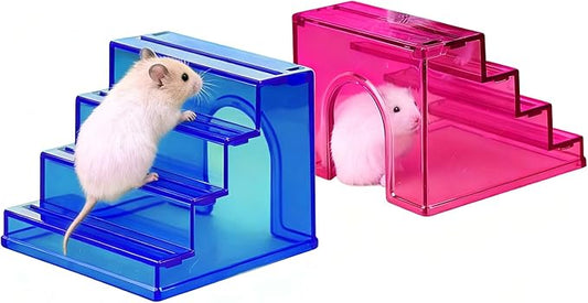 Hamster wheel climbing ladder,hideout ladder bridge,hamsters climbing for Hamster wheel,climbing ladder with hamster house,hideout chamber for dwarf hamsters mice and small animals habitat décor(Blue)
