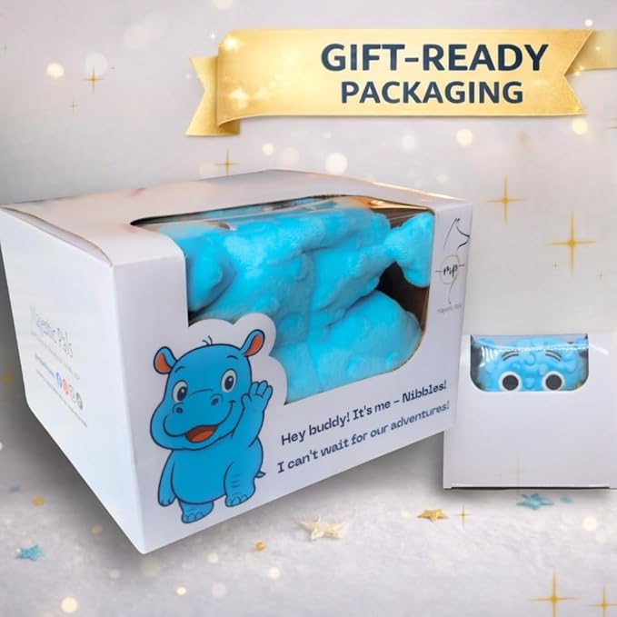 4 in 1 No Stuffing Dog Toy with Squeaker, Ropes & Surprise Play Item inside for Small Medium Large Breeds - Interactive Tug Dog Toy - Great for Cuddling, Playing and Fetch, Soft Blue Plush Hippo