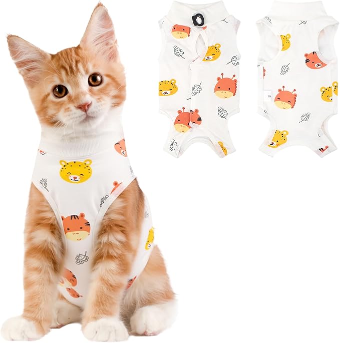 Cat Recovery Suit Female, Breathable Cat Onesie After Surgery Female for Abdominal Wounds or Skin Diseases, Surgery Recovery Suit Kitten Onesie After Spay Wear Anti Licking