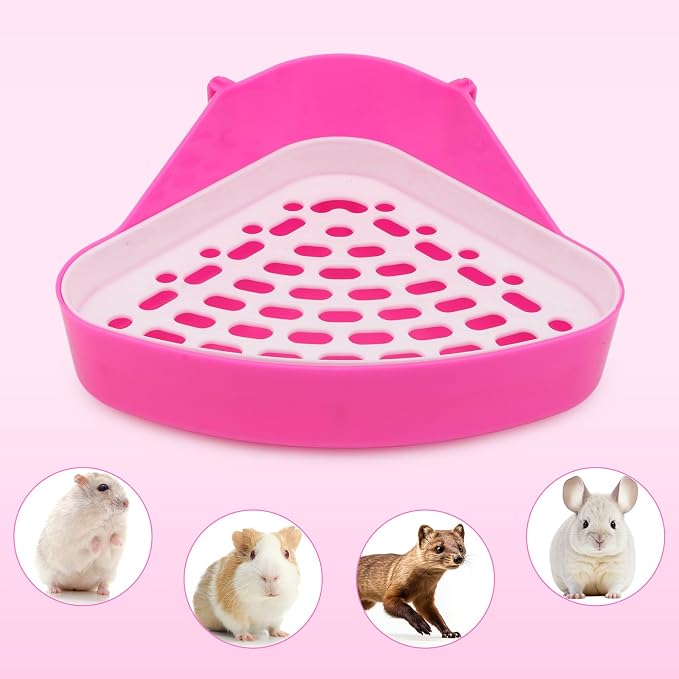 Hypeety Pet Toilet Small Animal Litter Tray Corner for Hamster Guinea Pig Ferret Gerbil Chinchilla Pet Small Rat Toilet Pink