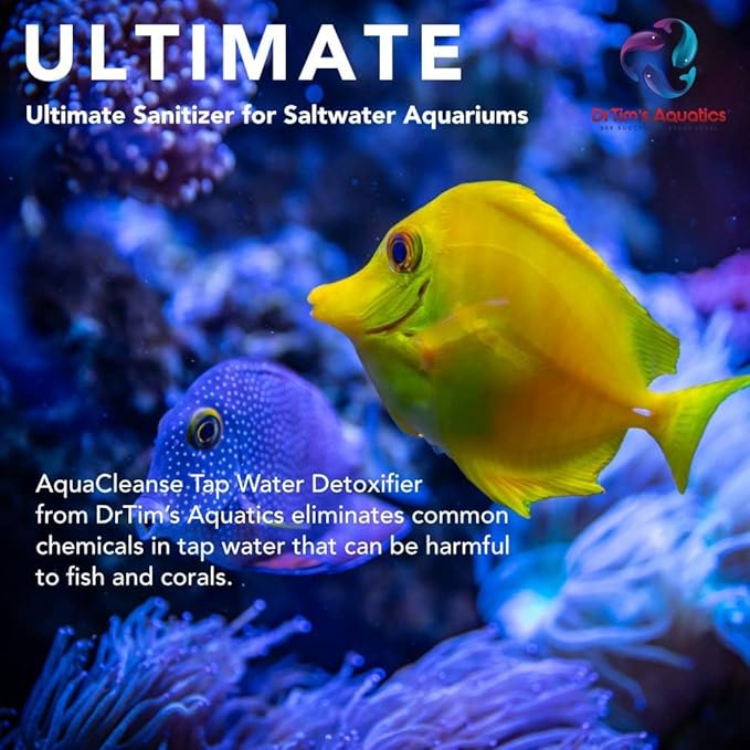 DrTim’s Aquatics AquaCleanse for Saltwater Aquariums – 8 oz – Tap Water Detoxifier, Dechlorinator & Ammonia Reducer for New and Cycled Fish Tanks