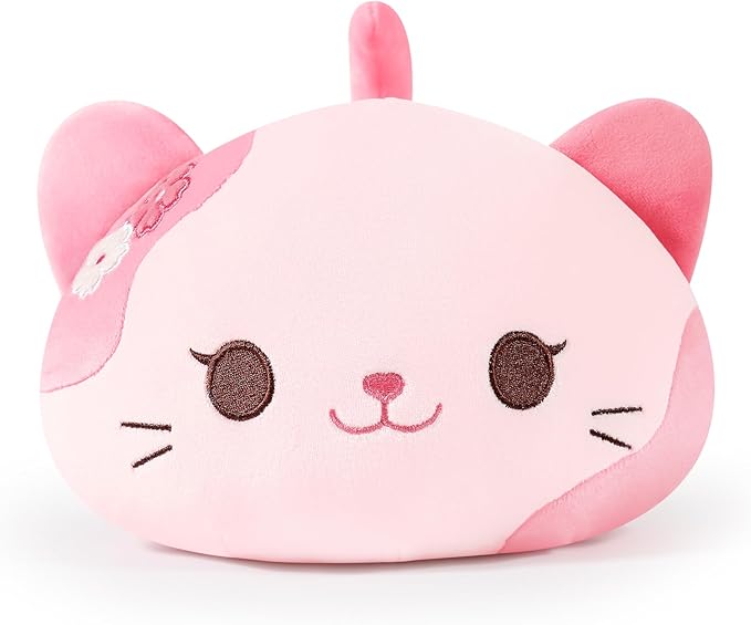 Onsoyours Original Sakura Cat Plush Cute Kitten Stuffed Animal Soft Little Pink Kawaii Kitty Plush Toy Gift for Kids & Adults (Sakura Cat, 9")